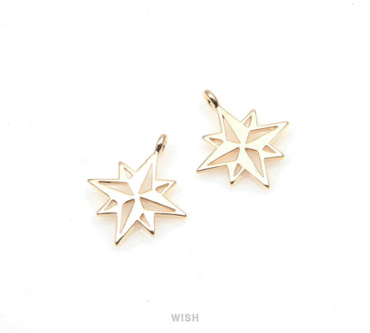 Compass Rose Pendant in Gold, Compass Rose Charm / MG-257-P