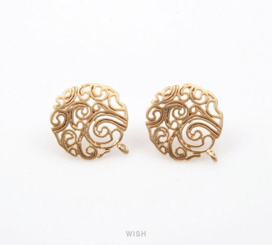 Paisley Stud Earrings in Matte Gold, Round Paisley Earrings / MMG-253-E