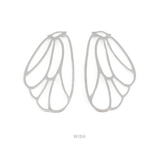 Fairy Wings Pendant in Matte Rhodium, Fairy Wings Charm / MMRH-203-P