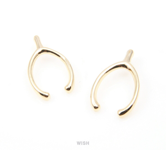 Wishbone Pendants in Gold, Wishbone Charms / MG-025-P