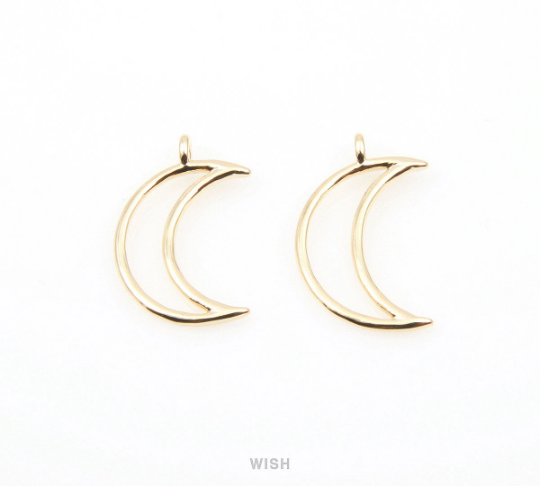 Crescent Outline Pendants in Gold, Crescent Charm /MG-015-P