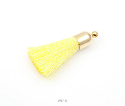 Yellow Thread Tassel with Bell Cap in Gold / TYWG-001-T (Small)