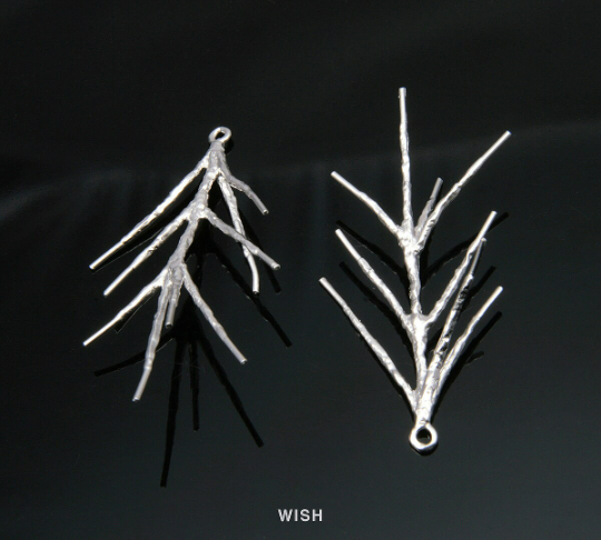 Pine Tree Pendants in Matte Rhodium, Pine Tree Charms / MMRH-175-P