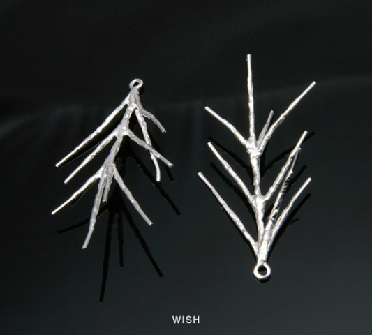 Pine Tree Pendants in Matte Rhodium, Pine Tree Charms / MMRH-175-P