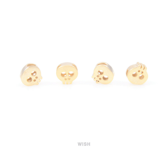 Small Skull in Matte Gold , Skull Beads / MMG-038-B