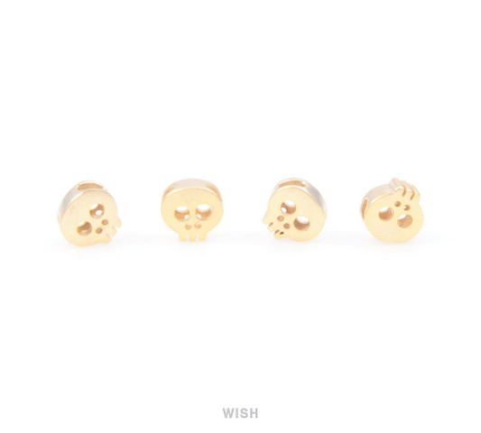 Small Skull in Matte Gold , Skull Beads / MMG-038-B