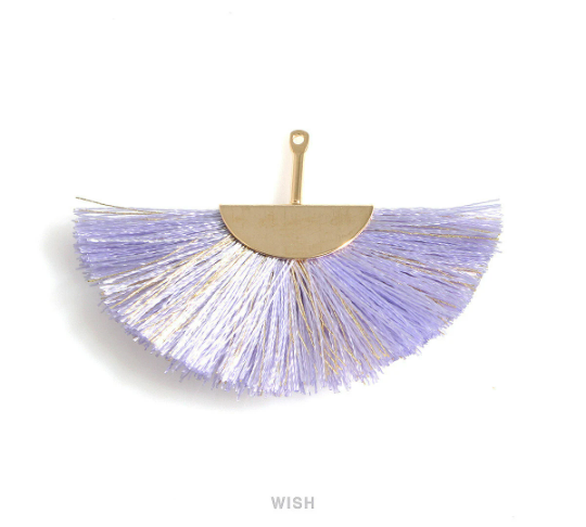 Semicircle Purple and Gold Thread Tassel in Gold, Lavender Thread Pendant / TLDG-009-T