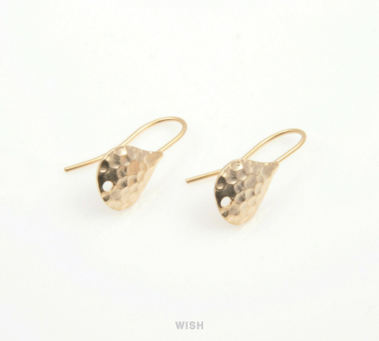 Hammered Teardrop Hook Earrings in Matte Gold, Hammered Teardrop Ear Hook /MMG-236-E