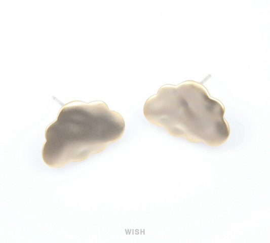 Cloud Stud Earrings in Matte Gold, Cloud Stud Ear Post  / MMG-092-E