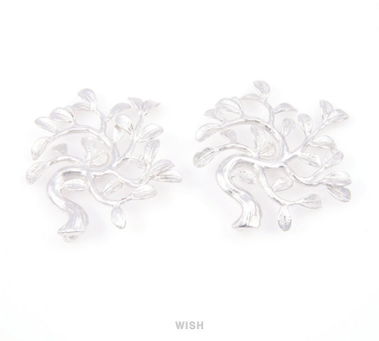 Family Tree Pendants in Matte Rhodium, Winter Tree Charms / MMRH-040-P