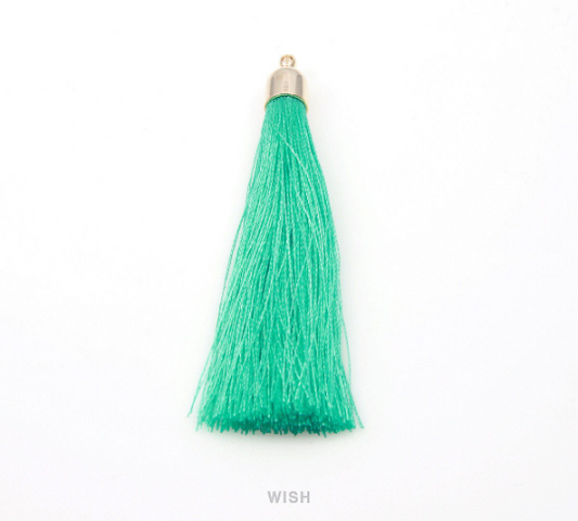 Mint Thread Tassel with Bell Cap in Gold, Cotton Thread Tassels / TMTG-003-T (Large)