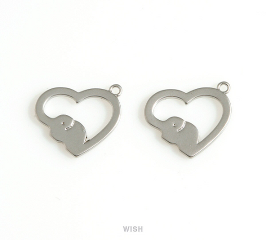 Open Heart Charm in Matte Rhodium, Open Heart Pendant / MMRH-685-P