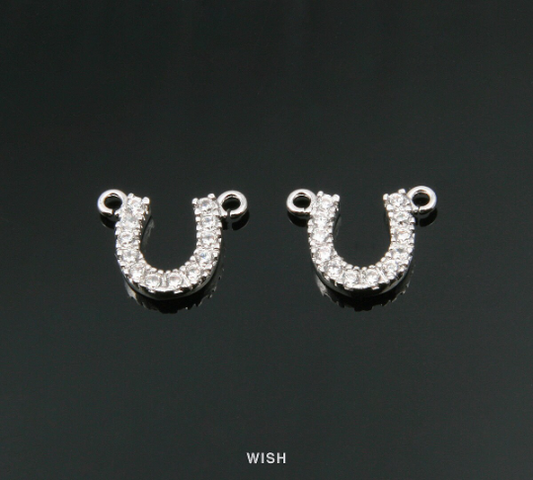 Horseshoe Cubic Zirconia Pendant in Rhodium, Horseshoe CZ Charm / CRH-069-P