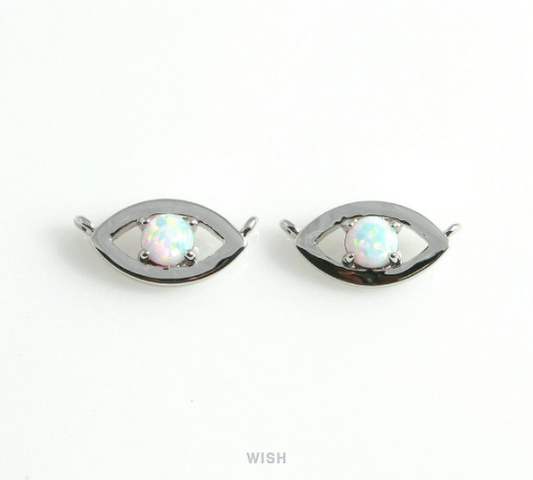 Opal Evil Eye Pendants in Rhodium, Silver Evil Eye Charm / MRH-444-P