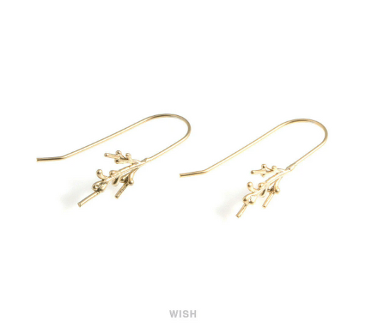 Pine Tree Hook Earrings in Matte Gold, Pine Tree Ear hooks /MMG-571-E