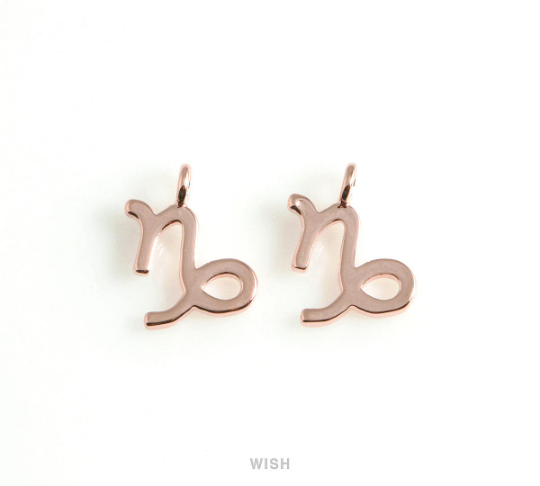 Capricorn Zodiac Sign Pendants in Rose Gold, Zodiac Charm / MRG-453-CP