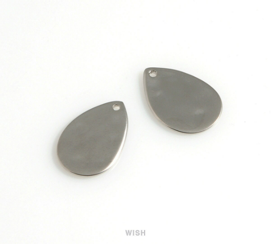 Small Hammered Drop Charm in Matte Rhodium, Hammered Teardrop Pendant/ MMRH-631-P