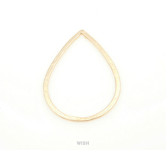 Open Teardrop Pendants in Matte Gold, Teardrop Outline Charms / MMG-193-P