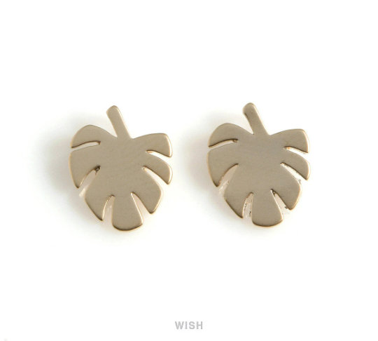 Monstera Leaf Pendants in Matte Gold, Monstera Leaf Charm /MMG-574-P