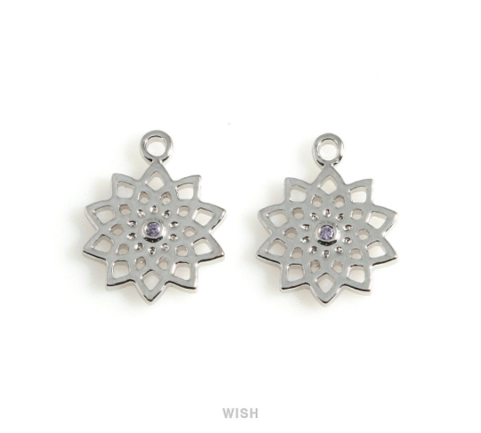 Crown Chakra with CZ Pendants in Rhodium, The 7th Chakra Charm / MRH-499-P