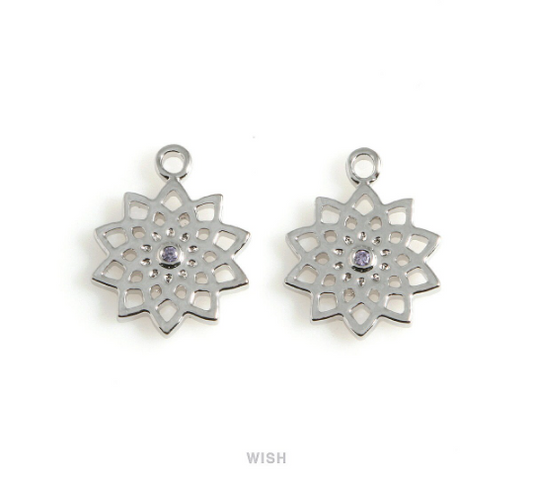 Crown Chakra with CZ Pendants in Rhodium, The 7th Chakra Charm / MRH-499-P