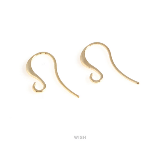 Fish Hook Earrings in Gold, Hook Earrings / FG-001-E (10 pcs)