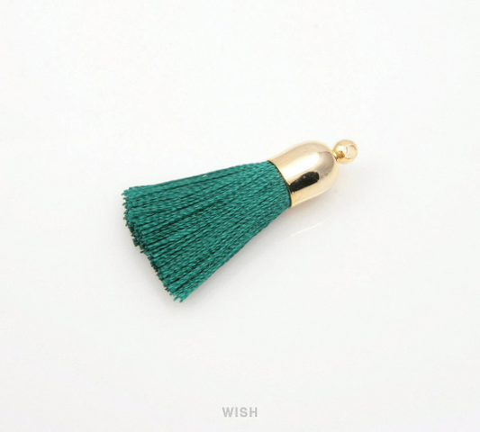Dark Green Thread Tassel with Bell Cap in Gold /TDGG-001-T (Small)