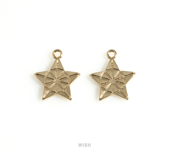 Textured Star Charm in Gold, Star Pendant / MMG-689-P