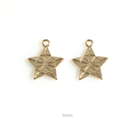 Textured Star Charm in Gold, Star Pendant / MMG-689-P
