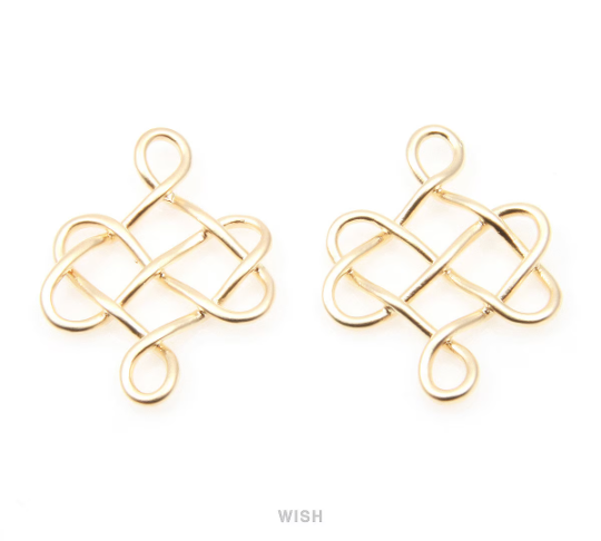 Six Angles Wire Pendants in Matte Gold, Hexagonal Wire Charm / MMG-079-P