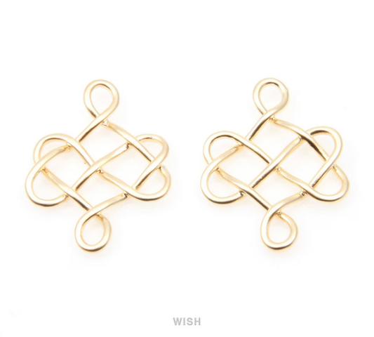 Six Angles Wire Pendants in Matte Gold, Hexagonal Wire Charm / MMG-079-P