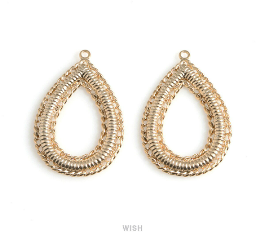 Elegant Open Teardrop Pendants in Matte Gold, Teardrop Charms / MMG-609-P