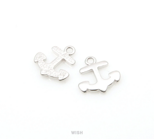Dainty Anchor Pendant in Matte Rhodium, Anchor Charm / MMRH-277-P