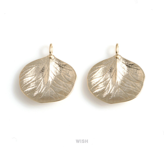Leaf Pendants in Matte Gold, Leaf Charm / MMG-503-P