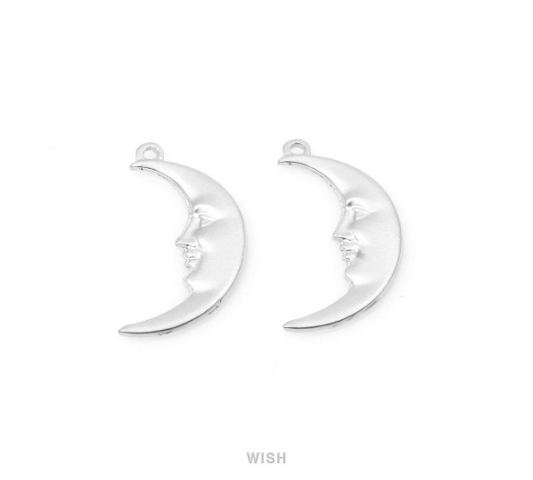 Crescent Pendant in Matte Rhodium, Crescent Charm / MMRH-235-P