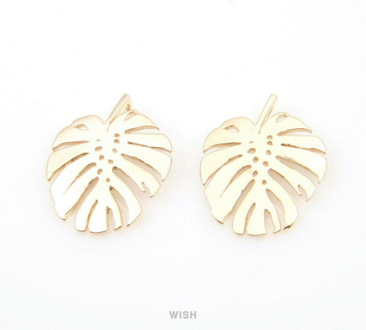 Monstera Pendants in Matte Gold, Monstera Leaf Charm/ MMG-017-P