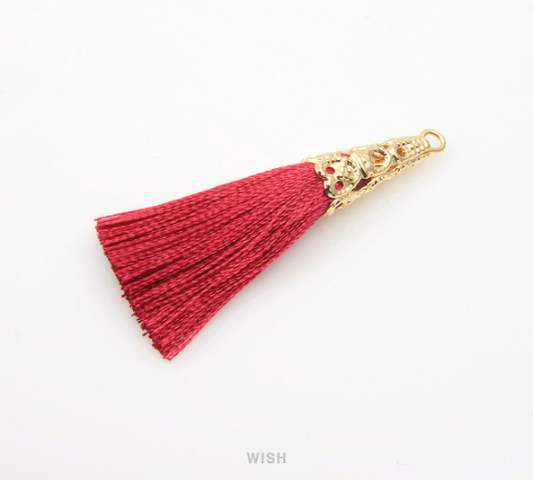 Red Thread Tassel with Cone Cap in Gold/ TRDG-004-T