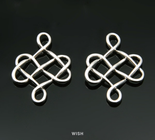 Six Angles Wire Pendants in Matte Rhodium, Hexagonal Wire Charm / MMRH-079-P