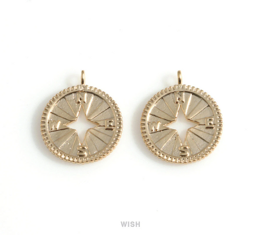 Compass Charm in Matte Gold, Compass Disc Pendants / MMG-610-P