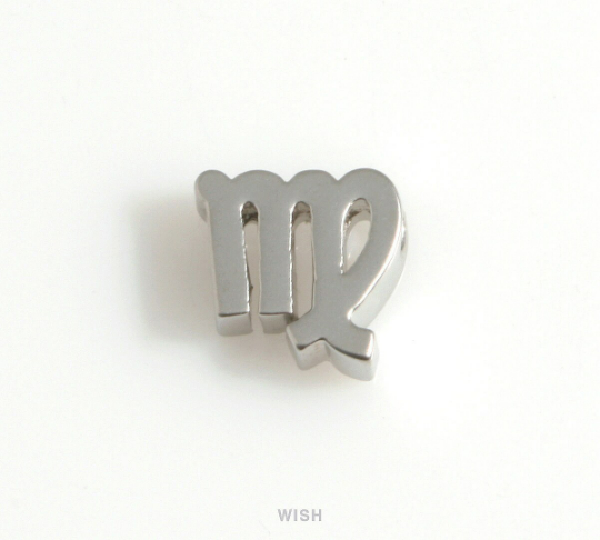 Virgo Zodiac Sign Charms in Matte Rhodium, Zodiac Beads / MMRH-599-B