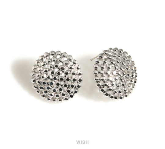Dot Circle Stud Earrings in Gold, Round Stud Earrings / MG-700-E