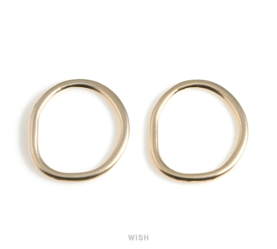 Crooked Circle Pendants in Matte Gold, Unique Shaped Circle Charm / MMG-604-P