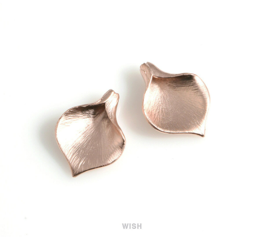 Small Calla Petal Pendants in Matte Rose Gold, Stripe Calla Leaf Charm /MMRG-133-P (Small)