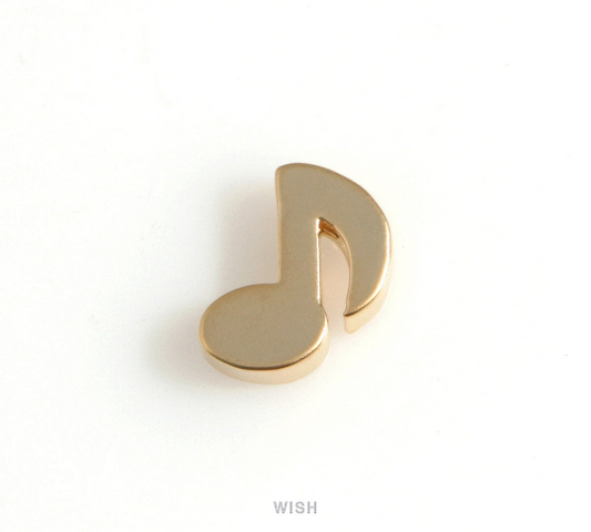 Eighth Note Charm in Matte Gold, Musical Note Necklace Beads / MMG-611-P