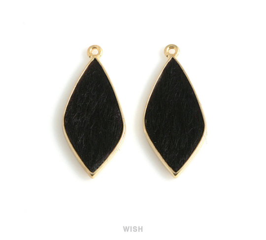 Black Calf Hide in Gold Drop Frame, Black Calf Hide Charm / LBKG-467-P