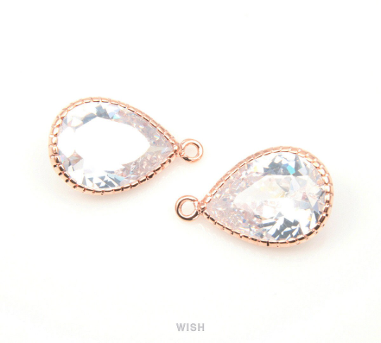 Pear Cubic Zirconia Pendants in Rose Gold, Drop Cubic Gem / CRG-034-P (Large)