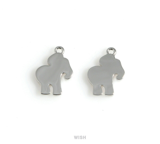 Elephant Pendant in Rhodium, Silver Blank Elephant Charm / MRH-539-P