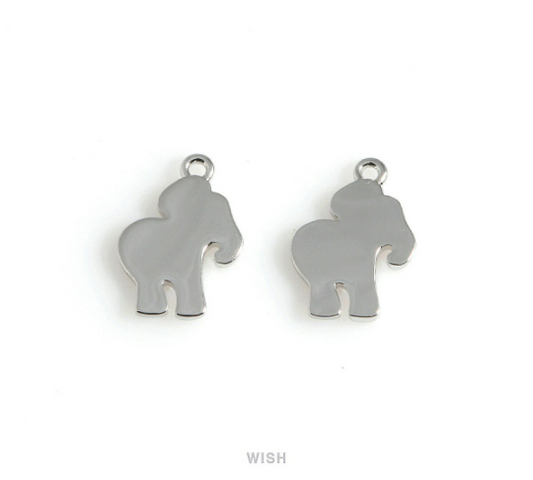 Elephant Pendant in Rhodium, Silver Blank Elephant Charm / MRH-539-P