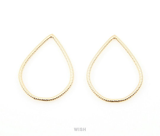 Teardrop Pendants in Gold, Teardrop Outline Charms /MG-007-P (Large)