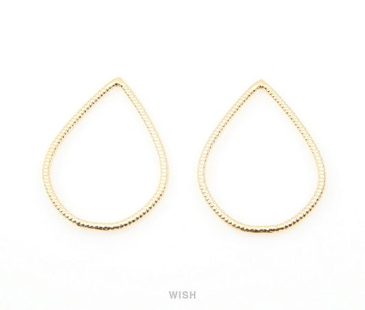 Teardrop Pendants in Gold, Teardrop Outline Charms /MG-007-P (Large)